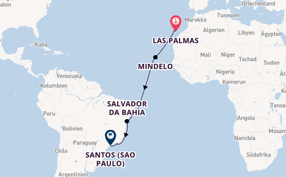 Brasilien ab Las Palmas, Gran Canaria auf der Costa Diadema