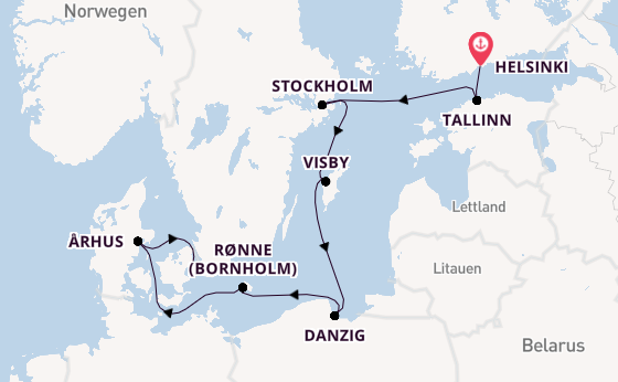 Ostsee ab Helsinki, Finnland auf der Regal Princess