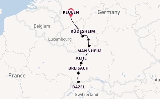 Rijn vanaf Keulen, Duitsland met de Aurelia
