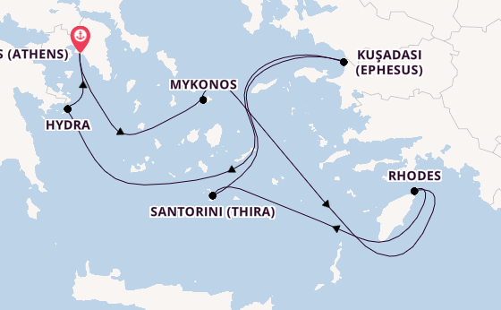 Eastern Mediterranean from Piraeus (Athens), Greece with the Celebrity Infinity