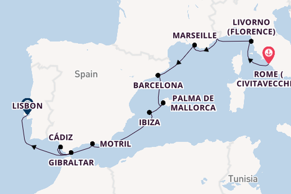 Western Mediterranean from Rome with the Norwegian Viva