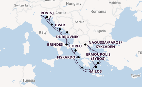 Oostelijke Middellandse Zee vanaf Athene (Piraeus), Griekenland met de EXPLORA II