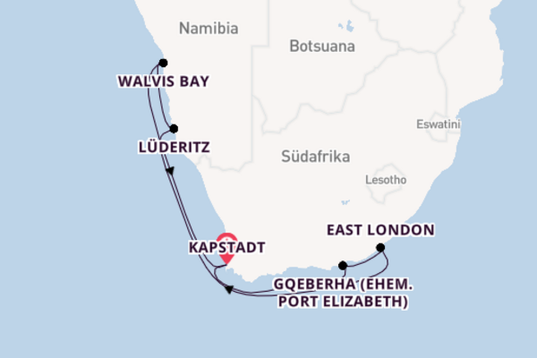 Südafrika ab Kapstadt, Südafrika auf AIDAstella