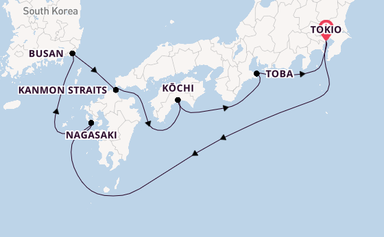 Japan vanaf Tokio, Japan met de Diamond Princess