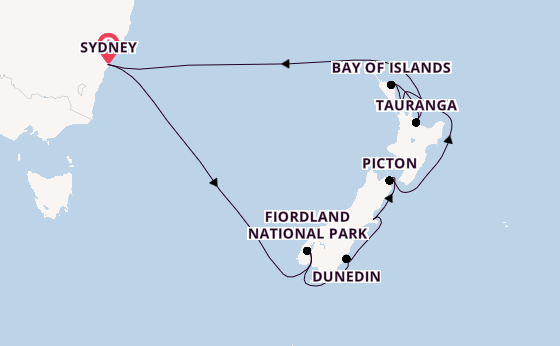 New Zealand from United Kingdom with the Grand Princess
