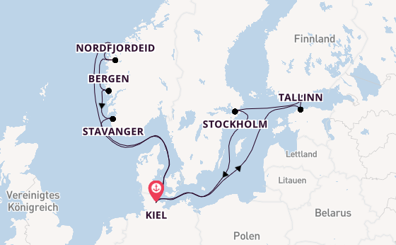 Norwegen ab Kiel, Deutschland auf der Mein Schiff 6