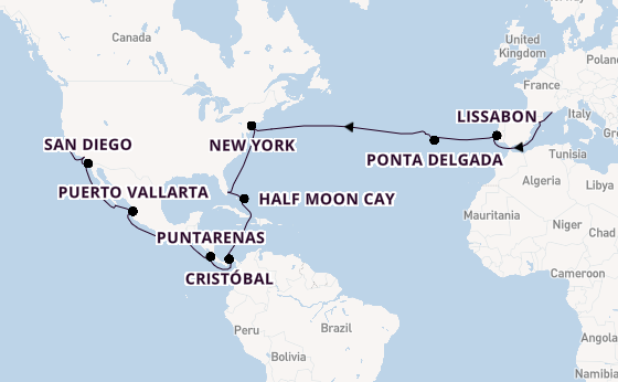 trans-Atlantisch vanaf Marseille, Frankrijk met de Costa Deliziosa