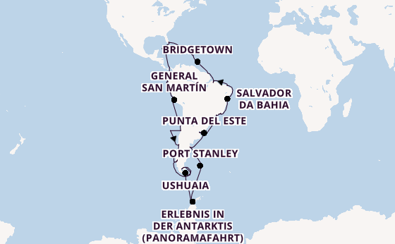 Südamerika ab Fort Lauderdale (Port Everglades), USA auf der Zaandam