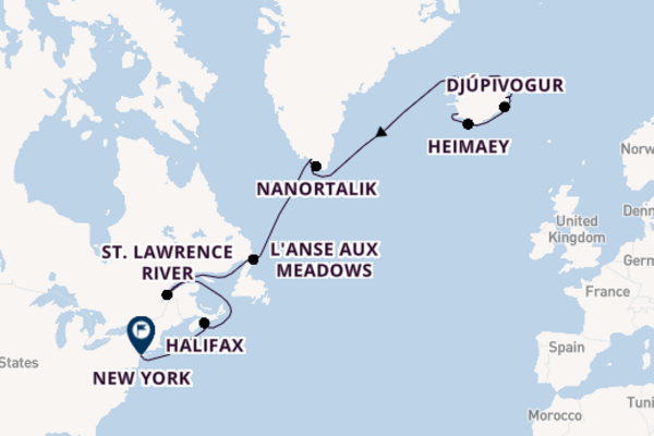 Cruising from Reykjavik to New York