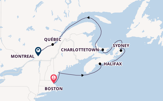 Nieuw-Engeland vanaf Boston, Verenigde Staten met de Volendam