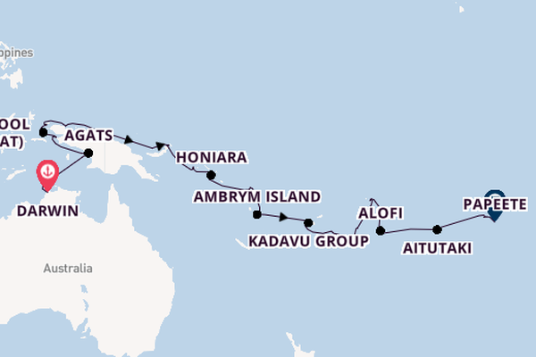 Polynesia from Darwin, Australia with the Seabourn Pursuit