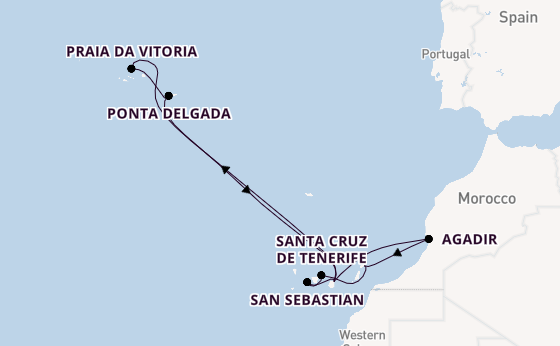 Canarische Eilanden vanaf Las Palmas, Gran Canaria, Spanje met de Mein Schiff 7
