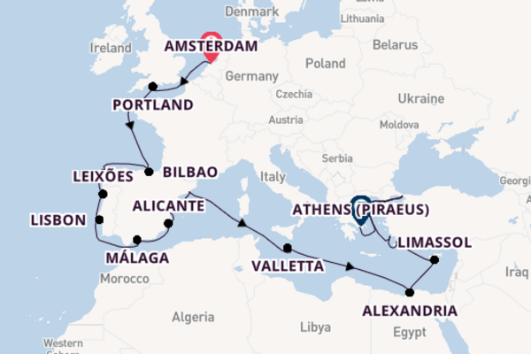 Mediterranean Sea from Amsterdam, Netherlands with the Nieuw Statendam