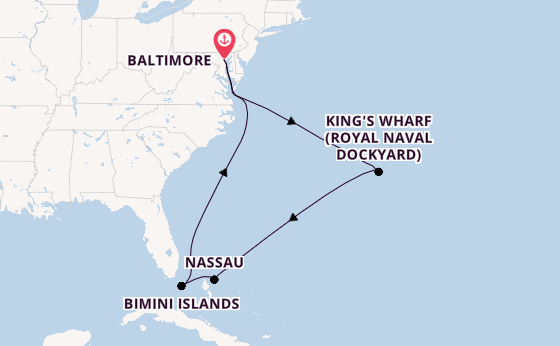 East Coast USA from Baltimore, Maryland with the Vision of the Seas