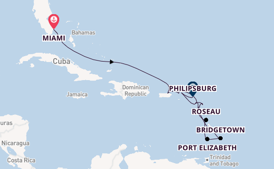 Caribbean from Miami, Florida, USA with the Seabourn Ovation 