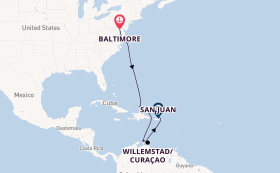 Caribbean from Baltimore, Maryland, USA with the Vision of the Seas
