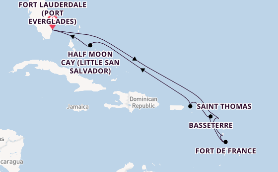 Caribbean from Fort Lauderdale (Port Everglades), Florida with the Eurodam