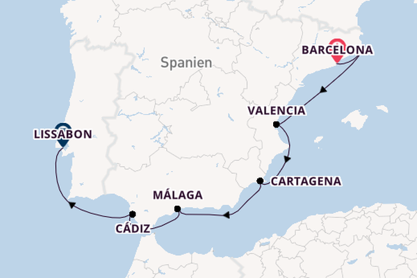 Westliches Mittelmeer ab Barcelona, Spanien auf der Silver Ray