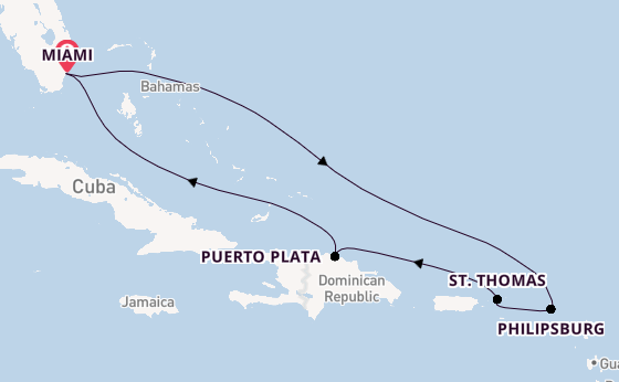 Caribbean vanaf Miami, Verenigde Staten met de MSC Seashore
