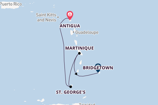 Southern Caribbean from Antigua, Antigua and Barbuda with the Arvia