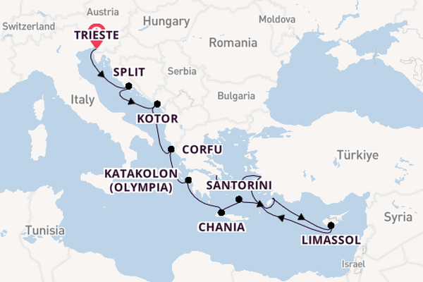 Eastern Mediterranean from Trieste, Italy with the Enchanted Princess