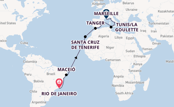 trans-Atlantisch vanaf Rio de Janeiro, Brazilië met de MSC Virtuosa