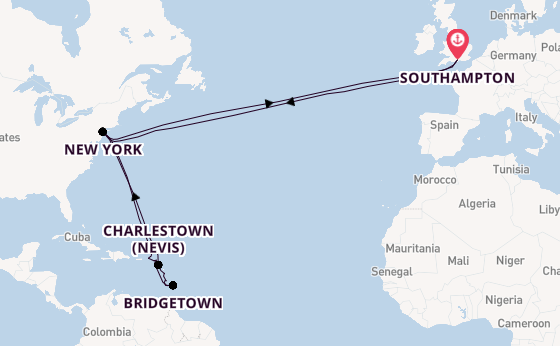 Transatlantic from Southampton, England with the Queen Mary 2