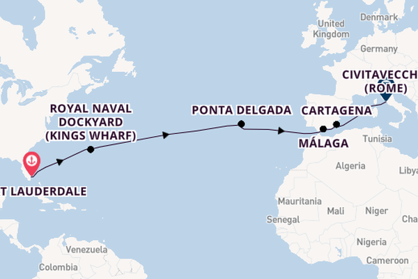 trans-Atlantisch vanaf Fort Lauderdale, Verenigde Staten met de Celebrity Ascent