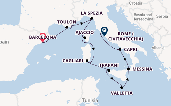 Western Mediterranean from Barcelona, Spain with the Sirena