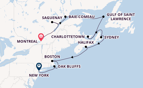 East Coast of America from Montreal, Canada with the Volendam