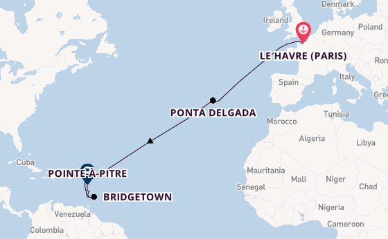Southern Caribbean from Le Havre (Paris), France with the MSC Meraviglia
