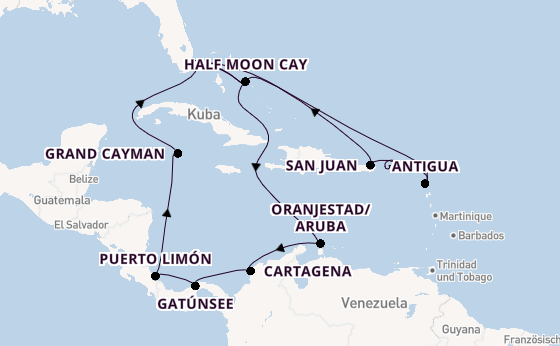 Karibik ab Fort Lauderdale (Port Everglades), USA auf der Nieuw Amsterdam