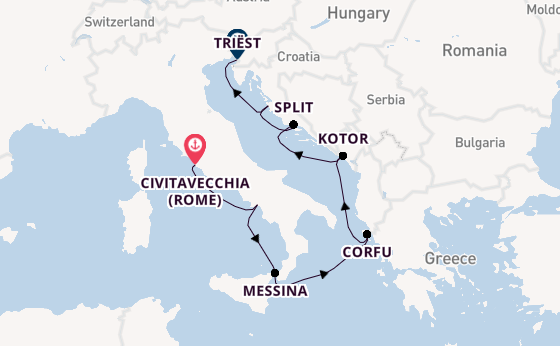 Middellandse Zee vanaf Civitavecchia (Rome), Italië met de Allura