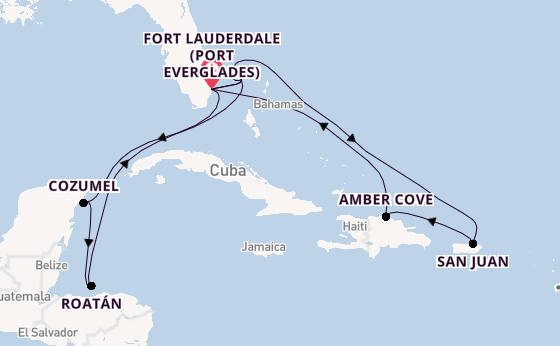 Caribbean from Fort Lauderdale (Port Everglades), Florida, USA with the Sun Princess