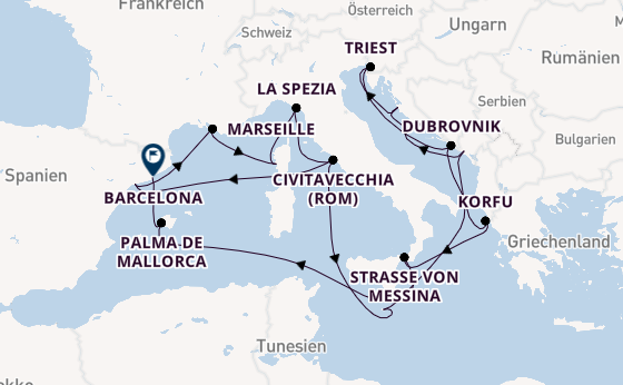 Mittelmeer ab Civitavecchia (Rom), Italien auf der Queen Elizabeth
