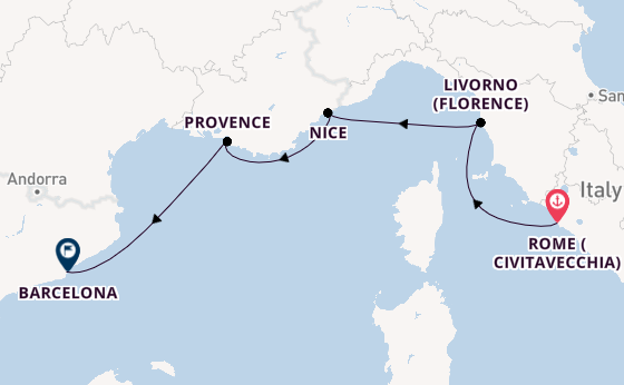 Western Mediterranean from Rome (Civitavecchia), Italy with the Azamara Journey