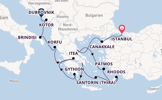 Östliches Mittelmeer ab Istanbul, Türkei auf der Seabourn Ovation