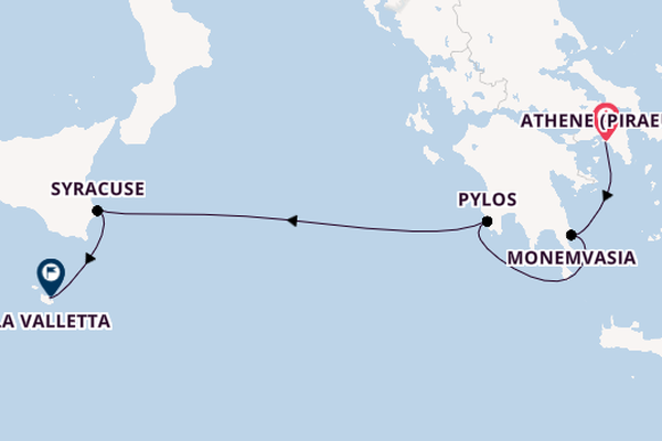 Middellandse Zee vanaf Athene (Piraeus), Griekenland met de Star Clipper