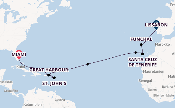 Transatlantik ab Miami auf der Silver Dawn