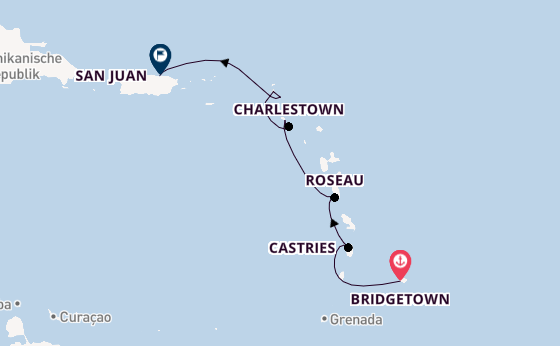 Südliche Karibik ab Bridgetown, Barbados auf der Azamara Journey