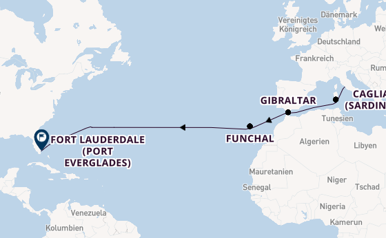 Transatlantik ab Civitavecchia (Rom), Italien auf der Celebrity Ascent