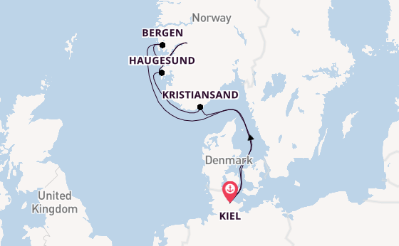 Noorwegen vanaf Kiel, Duitsland met de VASCO DA GAMA