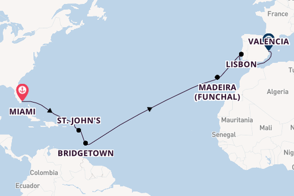 Transatlantic & Repositioning from Miami, Florida with the MSC Seaside