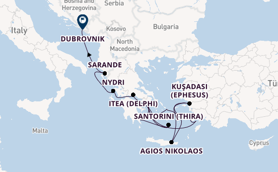 Eastern Mediterranean from Piraeus (Athens), Greece with the Seabourn Quest