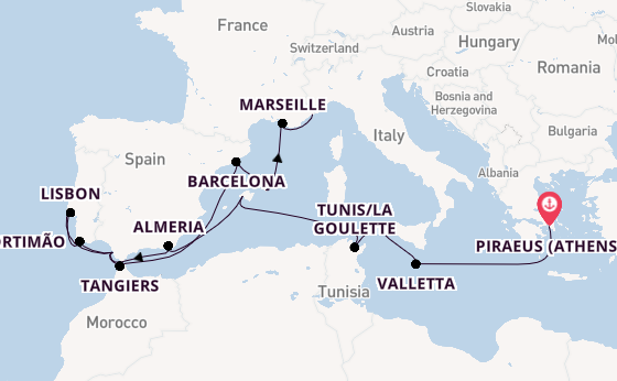 Mediterranean from Piraeus (Athens), Greece with the Seven Seas Splendor