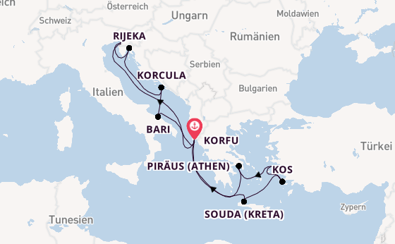 Östliches Mittelmeer ab Korfu, Griechenland auf AIDAblu