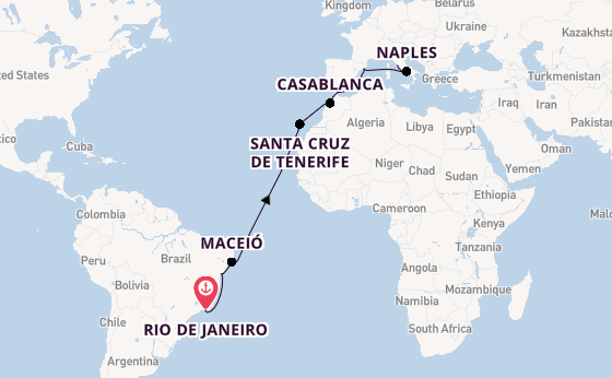 Transatlantic from Rio de Janeiro, Brazil with the MSC Divina