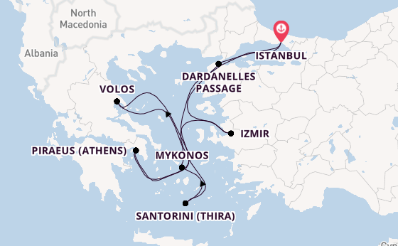 Eastern Mediterranean from Istanbul, Turkey with the Costa Fortuna