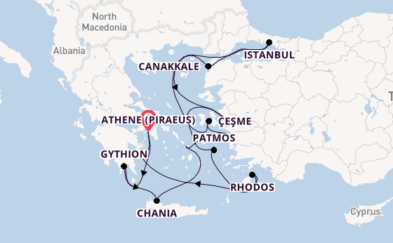 Oostelijke Middellandse Zee vanaf Athene (Piraeus), Griekenland met de Seabourn Quest