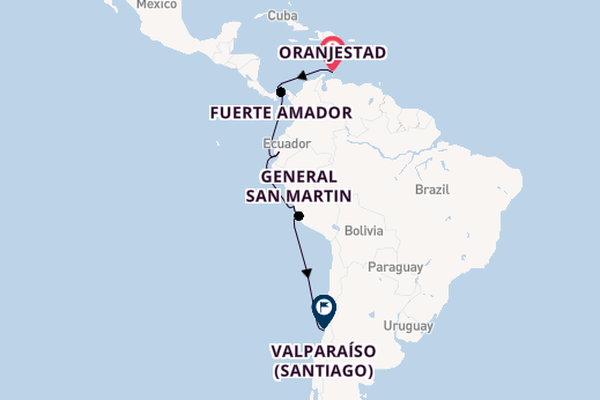 South America from Oranjestad, Aruba, Netherlands Antilles with the Seabourn Pursuit